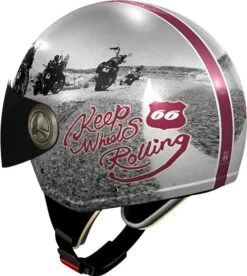 ROUTE 66 VINTAGE II KEEP ROLLING Jethelm -Motorradladen route 66 vintage ii keep rolling jethelm grau rot m 109027srm 3 4